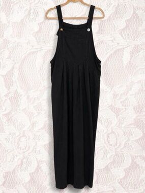 Classic Black Women's Wide Leg Overalls Jumpsuit Large